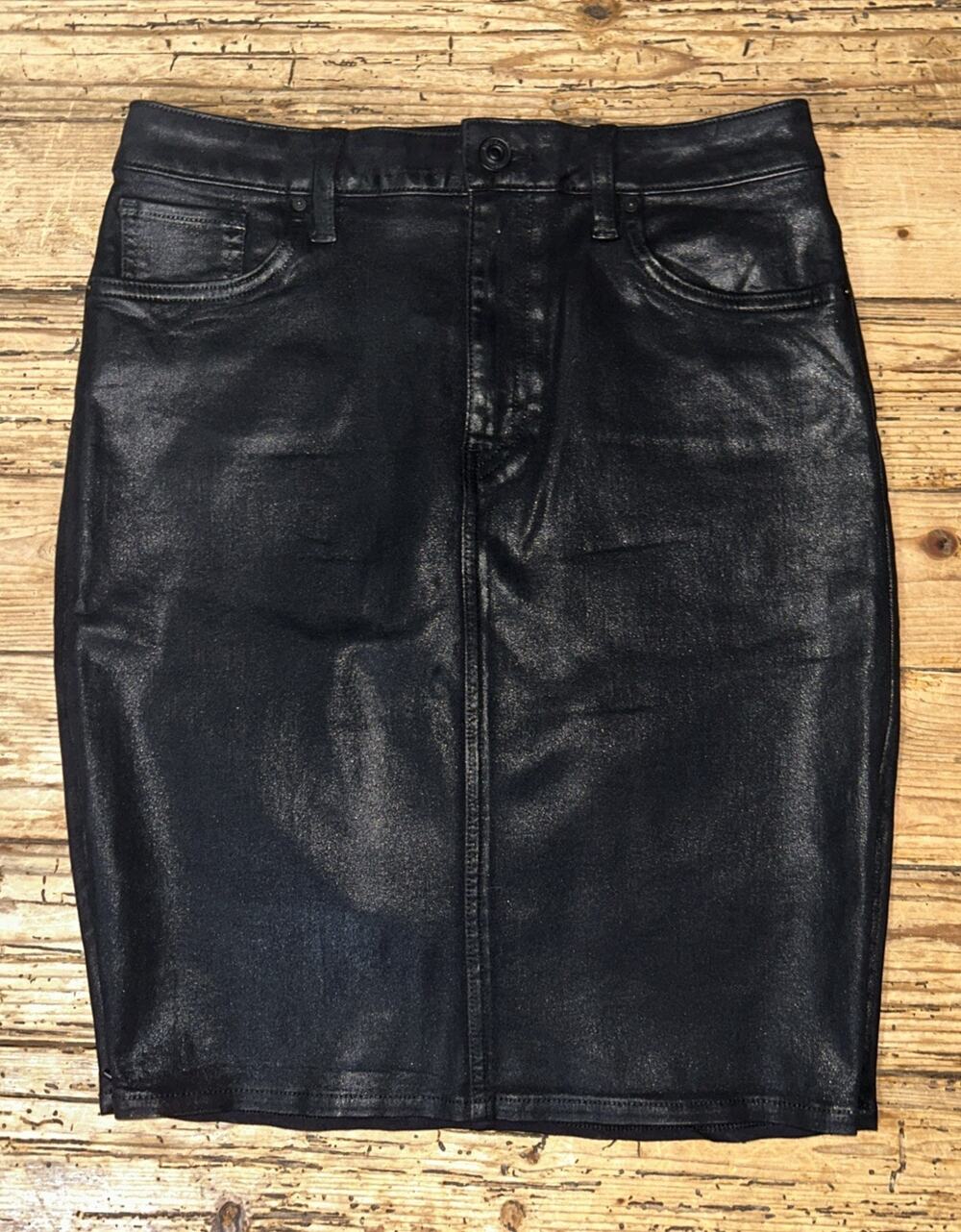 Hudson Women’s Size 29 High Rise Pencil Black Skirt Side Zip Knee Length NWOT